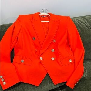 Karl Lagerfeld Bold Orange Double-Breasted Blazer